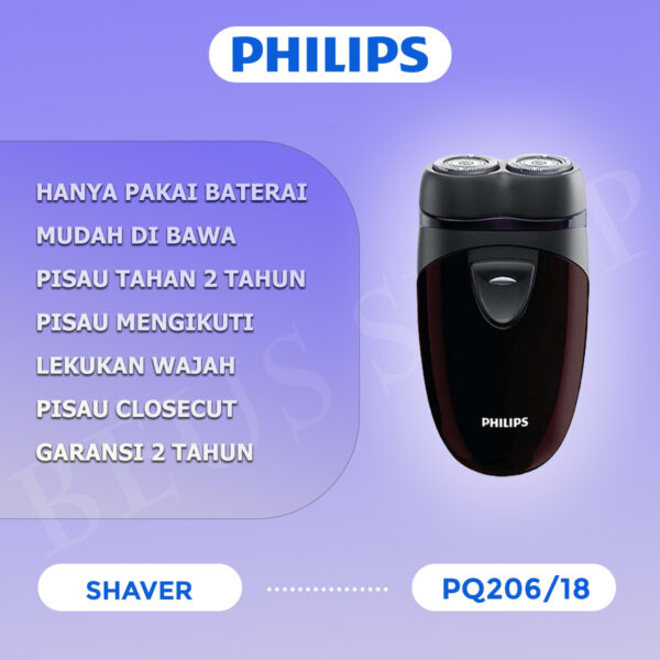 Philips Travel Shaver PQ206/18 - Garansi resmi Philips 2 tahun
