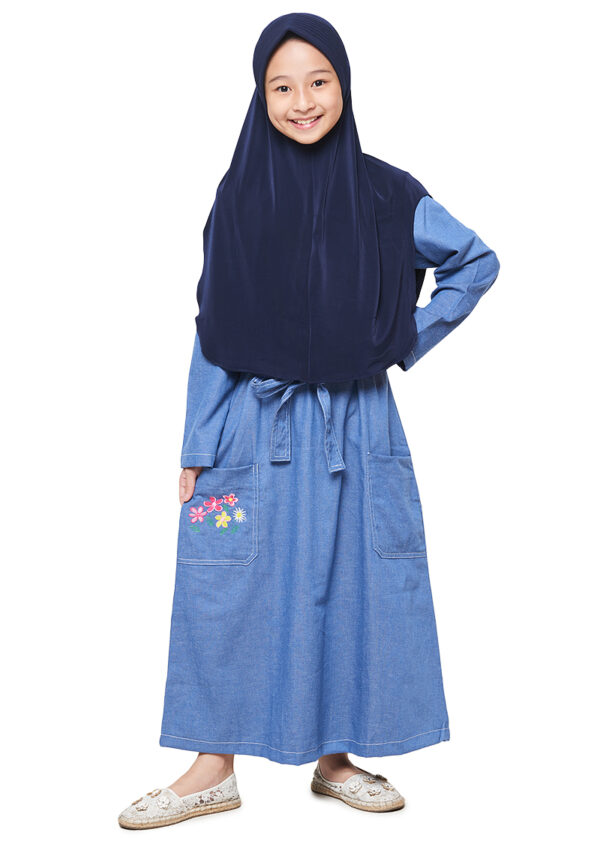 Gamis Anak Denim Warna Biru - Image 2