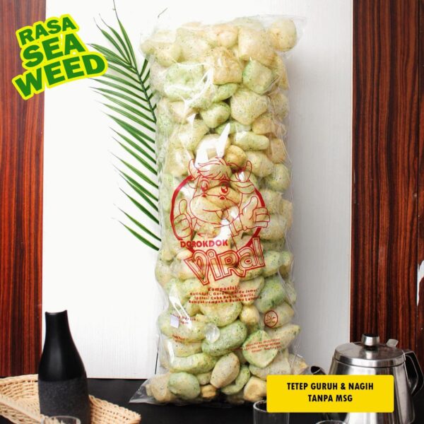 Dorokdokviral Kerupuk Kulit Rasa Seaweed/Rumput Laut Uk. L