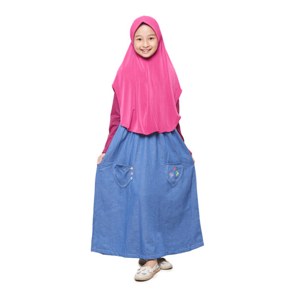 Gamis Overall Strip Marun