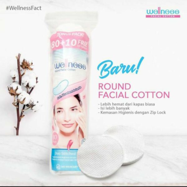 Wellness Round Facial Cotton Pad 90pcs - Image 2