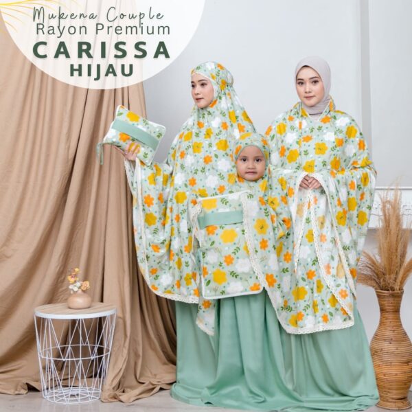 Mukena Couple Rayon Carissa Hijau Tas Pouch