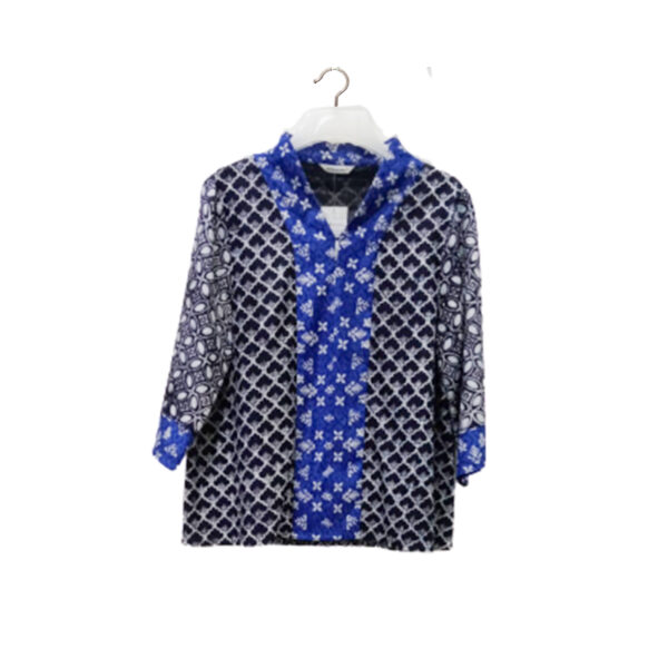 Blouse Batik Dobi Shawl Biru Navy - Image 2